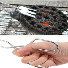 뜬구름디자인 캠핑용 양면 숯집게 스텐 그릴집게 불집게캠핑용