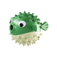 【Aether依鈦】河豚型寵物玩具球 狗狗漏食/磨牙啃咬/互動玩具 內含鈴鐺 三色可選, 綠, 1個