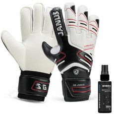 풋볼몬스터 JANUS 어린이 성인 골키퍼장갑 전용세정제 파우치 증정 손가락꺾임방지 핑거세이브, 블랙화이트, 1개