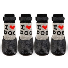 융풍 반려동물 신발 애완동물 방수 양말 실리콘 장화 보온 방수 미끄럼 방지, 1세트, 블랙