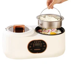 東日家電 多功能 鴛鴦火鍋 雙控 不沾, 3.6L智能雙膽鍋+蒸籠（預約定時保溫