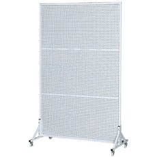 이룸온 타공판 파티션 가벽 거실 철제 진열대 타공 공간분리 칸막이 흰색, 흰색 120x180 바퀴 포함 걸이 30개