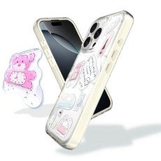 아이폰 16용 투명 Macâron 케이스 - 유연한 투명 뒷면이 있는 충격 방지 부드러운 TPU 범퍼 프레임 크리스탈 파스텔 디자인 Kawaii 한국 곰 에폭시 레진 스티, iPhone 16, 크리미 화이트 & 한국 곰