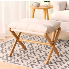 쿠리브 쿠션 풋 스툴 발받침대 풋레스트 접이식 의자 시무실 발받침 필수템 소파 풋스툴, 베이지