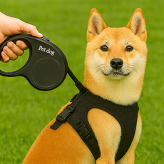 루하무드 돌발행동방지 강아지 자동 리드줄, 1개, 블랙