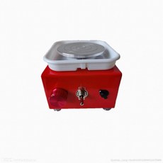 소형 도자기물레 공예 학습용 턴테이블 도예 전기물레, 01.빨간색 플러그인+점토+도구증정