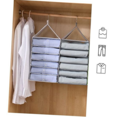 옷장 정리함 칸막이 걸이식 의류 정리대 수납함 포켓 옷걸이 접이식 벽걸이 틈새 행거 선반, 6칸 그레이