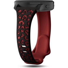 13728818 스마트워치 밴드 스트랩 시계줄 교체 슬림 레오파드 각인 가민 Venu 2S / 3S Vivoactive 4S Vivomove 지원 18mm 나로 소프트 실리콘, 블랙/레드
