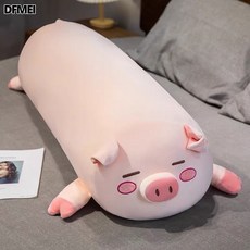 DFMEI 豬豬長條抱枕超軟趴款睡覺抱玩偶布娃娃沙發靠墊生日七夕禮物, 趴款豬豬抱枕-咪眼【內膽可拆】