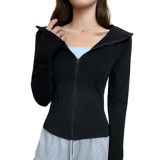 OniWear 秋冬新款修身連帽外套 收腰瑜珈短版上衣外套 運動外套