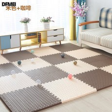 DFMEI 加厚泡沫地墊兒童嬰兒爬爬墊, 米色＋咖色送邊條