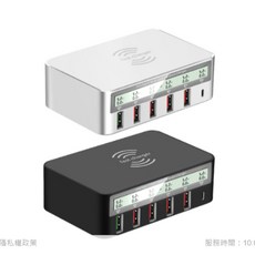 全新 818F六孔 電壓顯示 充 電 器 100W PD/QC3.0 快 充 AC100 240V, 1個, 不挑色