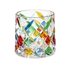 手繪彩色古典玻璃杯 威士忌啤酒兩用杯, 1個
