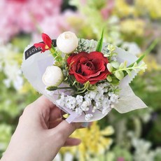 미니 장미 납골당꽃 꽃다발 봉안당 꾸미기 용품 성묘 설날 추모 조화 화병 부착, 1개, 2. 빨강 계열 (랜덤 발송)