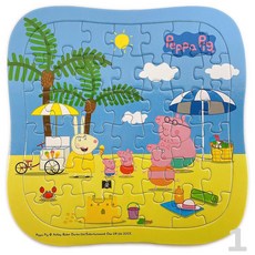 Peppa Pig粉紅豬小妹拼圖42片，佩佩豬拼圖，幼兒卡通拼圖, 多色, 1個, 42片