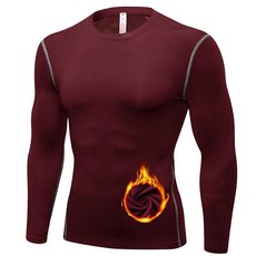 SPVISE 남성용 보온 압박 셔츠 긴소매 플리스 안감 속옷 상의 추운 날씨용 러닝 기어 베이스 레이어 겨울 1/4 지퍼 - 다크 그린 XL_145110, L, 와인 레드_145110