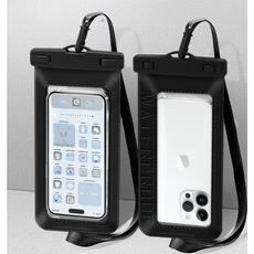 4중 잠금 투명 방수팩+행거끈, 1개, 블랙