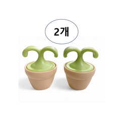 루나리에 새싹 미니 마사지볼 화분 쿨링 마사지 지압볼 미니화분 스텐레스볼 휴대용, 그린, 2개