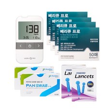 베리큐 프로 혈당측정기+시험지200매+침200개+솜200매, 1세트, 베리큐200매세트