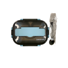 便當盒附餐具組 - 304不鏽鋼, 藍, 1個