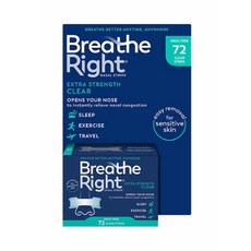 代購女王 美國新包裝 Breathe Right 鼻舒樂 止鼾 貼片 72片, 1個, 新包裝綠盒 (透明貼片)