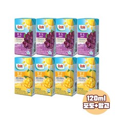 Dole 돌주스 프리미엄 100% 과즙주스 120ml 포도맛16+망고맛16/총32팩/무료배송, 32개