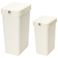 이지홈라이프 원터치 플랫 사각 휴지통 세트 10L 20L 종량제 쓰레기통, 버터밀크