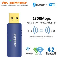 802 11ac/b/g/n 무선 블루투스 와이파이 어댑터 1300Mbps USB 네트워크 카드 5GHz 안테나 BT4 2 이더넷 PC 리시버 어댑터, CF-727B, 1개