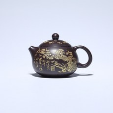 宜興名家手工梅花西施紫砂壺, 1個, 红褐色