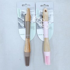 H&S 竹柄耐熱矽膠刷-圓刷22*2.5cm，日本設計耐熱食品料理油刷, 每批顏色不同, 1個