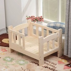 원목 강아지 집 고양이, XS 53x38cm 2.5kg 이하, 1개, 내추럴 우드 사면난간 사다리없음