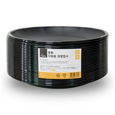 생활미소 중화 다회용 원형접시 30cm 검정, 25개입, 1개