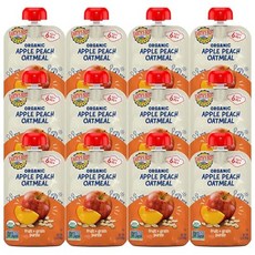 어스 베스트 유기농 2단계 이유식 사과 복숭아 및 오트밀 Earth's Best Organic Baby Food Pouches Fruit and Grain Puree for, Apple, Peach & Oatmeal, 4.2 Ounce, 1개