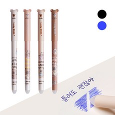 위즐 깨끗하게 지워지는 부드러운 캐릭터 볼펜 0.5mm, 4개, 카파바라(블랙 컬러)