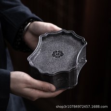 貓嶼 高端古錫壺承 家用儲水幹泡盤 旅行蓄水茶海 辦公室金屬小茶盤幹泡臺, 河山, 1個