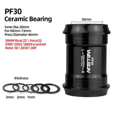 WaLG 호환un 자전거 하단 브래킷 MTB 중앙 무브먼트 세라믹 베어링 BB SRM DUB 28.99mm 크랭크 로드 바이크, 02 PF30-Black