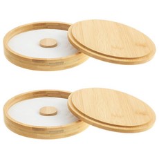 Ziliny 마가리타 소금 트리머 2개 세트 유리 리머 뚜껑 포함 홈 바 액세서리 플레이트 설탕 음료 칵테일 바텐더 도구 키트 파티 레스토랑용 지름 15cm(5.9인치) (대, 2, 대나무