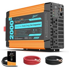 암피크 퓨어 사인 웨이브 인버터 2000와트 - 6000W 서지 12V DC에서 110V AC 컨버터 파워 인버터 RV 트럭 가정 태양광 실외 듀얼 AC 및 20A 콘센트 하드, 2000W-Vibrant Orange