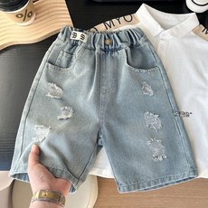 루비키즈 아동 남아 여름 간절기 찢청 5부 청바지 A164