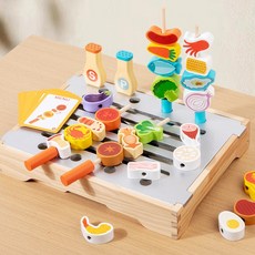 兒童木製烤肉串模擬玩具廚房套組, D9 - 過家家燒烤架0.86, 1套