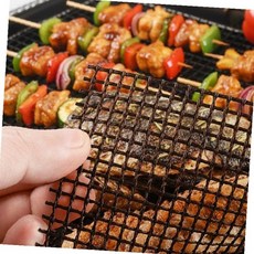 야외 고기 굽기 메쉬 그물망 석쇠 대체 논스틱 코팅 재사용 가능 내열 그릴 매트, 1개