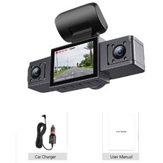 3채널 대시 캠 비디오 후면 보기 DVR 24H 주차 블랙 박스가 장착된 3개의 렌즈 자동차 카메라, 01 Black, 03 32g