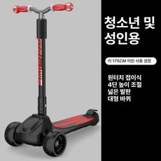 3발 킥보드 성인용 산책용 씽씽카 발킥보드 중학생 보드 경량 폴딩 학생 통학용 청소년, 14.4V, 1개, 1. 블랙