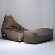 LINU리누 가죽 빈백스툴 세트 빈티지 비건레더 야외 방수 이지클린 EPP, 카카오