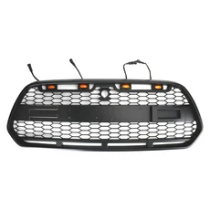 Ford Transit 2015-2018 LED 앞 범퍼 센터 그릴 메쉬 허니컴 레이싱 라디에이터 Raptor 스타일, 01 With LED light