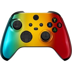 Xbox 코어 무선 컨트롤러용 익스트림레이트 커스텀 쉘 - 게임 장비 개편 - Xbox Series X S 컨트롤용 크롬 골드 교체 게임 액세서리 커버 페이스플레이트 컨트롤러, Chrome Cyan Gold Red