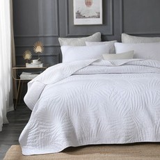 침대 전체 덮개 이불 침구 꽃병 시트 230cmx250cm, 화이트 파리 리프