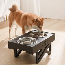 에쉬울프 강아지밥그릇 강아지 고양이 중형견 대형견 식기 밥그릇 키높이 스테인리스 밥 물 그릇, 1개