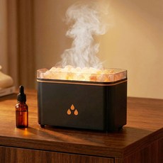 THOUSTA 벽난로식 무드등 무소음 미니 가정용 탁상용 초음파 가습기, 블랙, X02-3
