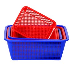 지오리빙 깊은뉴사각 소쿠리, 레드, 1개